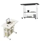 Foret Mobile Laptop Bedside Study Desk Storage Stand Adjustable Table 2 Colors