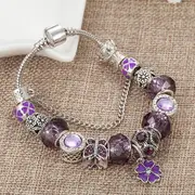 Pandora Inspired Full Set Beaded Charm Bracelet - Purple