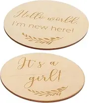 Generic 2pcs Growth Commemorative Card Born Milestone Circle Trimmer Mat Neon Keepsake Accessories Signs Monthly Cards Plate Boys Growing up Cards Wood