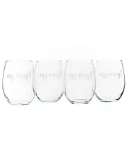 Susquehanna Glass Oy Vey! Set of Four 21oz Stemless Glasses