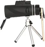 FUNNETOYU 1Pc High Definition Portable Single Tube Telescope with Tripod Phone Stand for Bird Watching Concerts Sports Events Durable Lightweight Black