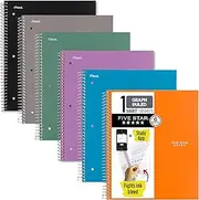 Five Star Spiral Notebooks, 6 Pack, 1 Subject, Graph Ruled Paper, Fights Ink Bleed, Water Resistant Cover, 8-1/2" x 11", 100 Sheets, Purple, Orange, Green, Blue, Gray, Black (73549)