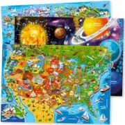 Set of 3 1000 Piece Map Jigsaw Puzzle Quokka New