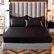 Luxury Satin Bed Sheet,Artificial Silk mattress Cover Elastic Band Fitted Sheet