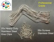 20x Stainless Steel Bee Hive Spring Clips Beekeeping Accessories & Screws