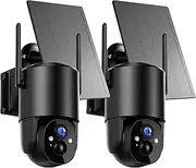 [YUPBOE] Security Cameras Wireless Outdoor Solar: Cameras for Home Security Battery WiFi Cameras Outdoor Surveillance Camera PTZ 360° CCTV Camera System with Floodlight Color Night Vision