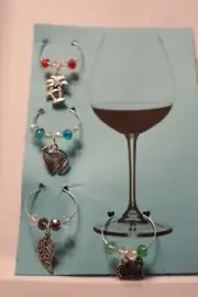 Wine Glass Charm silver palm tree sailboat heart leaf (C-7)