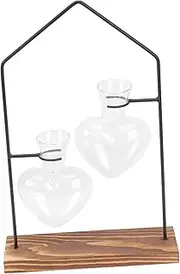 BESPORTBLE 1 Set Stylish Plant Terrarium with Iron Stand Glass Hydroponic Vase for Water Plants Flowers Buds Decoration for Desktop Shelf