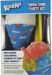 Kool-Aid Snow Cone Party Kit 20 Cups & 20 Spoon Straws With Colorful Confetti