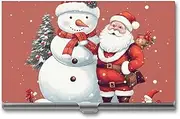 [VFMKT] Slim Metal Business Card Holder Portable Business Card Case Pocket Name Card Holder Santa Claus Snowman Wallet for Men Women Office Travel, style, One Size