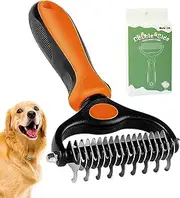 Undercoat Rake for Dogs, 2 in 1 Dematting Comb & Deshedding Tool for Long Hair Pets, Pet Hair Grooming Brush, Clear Mats and Tangles, Reduces Shedding by 95%