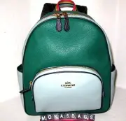 Coach C2797 ﻿Court Backpack Bag Green Light Teal Blue Leather NWT $398