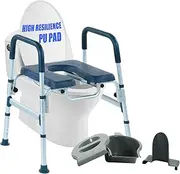 Koosom Bedside Commode 350Lb Capacity, Heavy Duty Shower Chair for Seniors with Arms and PU Seat