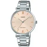 在飛比找遠傳friDay購物優惠-CASIO 卡西歐 簡約指針女錶 不鏽鋼錶帶 粉色錶面 日常