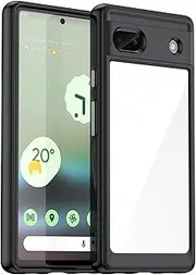 [FINON] Case for Google Pixel 6a Shockproof Phone Bumper Cover, Anti-Scratch Clear Back (Black, Google Pixel 6a)