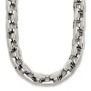 Stainless Steel Chisel Polished 20 Inch Square Link Necklace