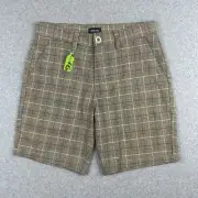 Brixton NWT Choice Men's Chino Shorts Size 31 Grey Plaid Surf Skate Wear RRP $79
