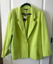 NWT Nasty Gal Oversized Boyfriend Blazer 4 Womens Green Button Up Jacket lined