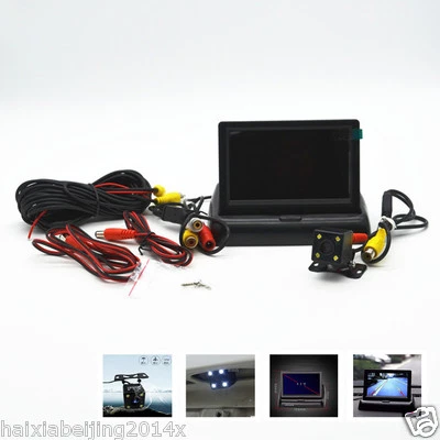 4 LED CCD Cars Off-Road Rear View Camera 4.3" LCD Foldable Monitor Display