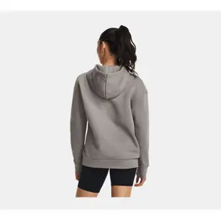 【UNDER ARMOUR】UA 女 Essential Fleece 連帽長袖套頭衫 帽T 米灰(1373033-294)