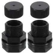 2 Pcs Bulkhead Fitting with Plug, 1/2" NPT x 3/4" GHT Bulkhead Connector, Black