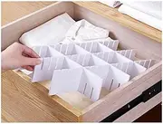 Housoutil 5PCS Adjustable Drawer Dividers, White Plastic Grid, Plastic Organizer Separator for Socks Underwear Makeup Cosmetic Clothes (47cm x 5cm)
