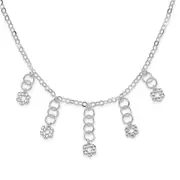 Sterling Silver Polished & Textured Flower Necklace