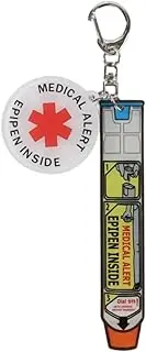 [STERCULIA] EPIpen Inside Bag Tag Medical Alert Quick Clip Acrylic Keychain, Multicolor