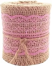 LWR CRAFTS Natural Burlap Ribbon with Lace (Pink)