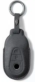 ontto Suede Car Key fob Cover Fit for Mercedes Benz C-Class W206 S-Class W223 GLC X254 EQE EQS 2020-2024 Leather Smart Key case Keyring Shell Key Holder Keychain Full Protection Accessories Black B