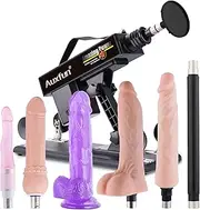 Auxfun Sex Machine Automatic Dildo Machine with Realistic Dildo, Thrusting Machine with 3XLR Connector, Love Machine Sex Toys 7 Attachments with Suction Cup Adapter for Women
