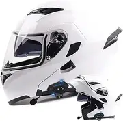 Motorcycle Helmet, Bluetooth Motorbike Helmet, Full Face Modular Motorbike Helmet DOT/ECE Approved with Double Visor for Adult Men and Women C,M=57-58CM