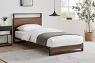 Shangri-La Skye Metal and Wood Bed (Walnut, Single), Beds & Bed Frames,