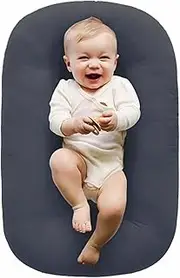 Vicorise Baby Lounger Upgrade 100% Cotton Baby Lounger Pillow|Baby Lounger Pillow for Newborn|Baby Pillow Lounger|Baby Lounger 0-24 Months Boy & Girl-Dark Grey