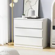 Oikiture 3 Chest of Drawers Lowboy Storage Cabinet White