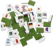 PHENOFICE National Flag Mahjong Game Tiles 48 Tiles Set Versatile Gameplay for All Ages Ideal for Family Casual Gaming
