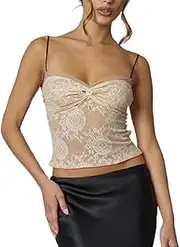 [Generic] Women Lace Crop Top Bodycon Sleeveless Backless Bustier Corset Tops Summer Sexy Strap Tank Top