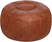Thgonwid Unstuffed Moroccan Ottoman Pouf Cover, Ottoman Footstool Storage Solution, Bean Bag Chair, Foot Rest, Brown