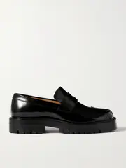[Maison Margiela] Maison Margiela - Tabi Split-toe Glossed-leather Loafers - Black - IT40 IT 40 Black