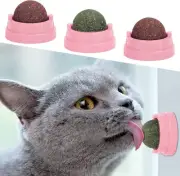 3 Pack Catnip Balls Wall Mount Edible Chew Toys for Cats Teeth Cleaning