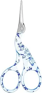 Respicefinem Crane Scissors Retro Design For DIY Tailor Cloth Cutting Embroidery Ideal Household Sewing Accessories In Flower Porcelain Color Small Pink (Flower porcelain color (small blue))