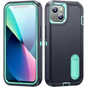 MCC Shockproof iPhone 13 Case Cover Heavy Duty with Stand Apple iPhone13 [Navy+Light Blue]