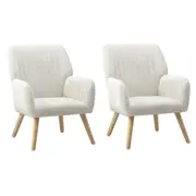 Oikiture 2x Armchair Lounge Sherpa White