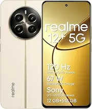 [realme] 12+ 5G Smartphone 12+512 GB with NFC, Sony LYT-600 OIS Portrait Camera, Dimensity 7050 5G Chipset, 120Hz AMOLED Display, Rainwater Smart Touch, Navigator Beige (no Adapter)