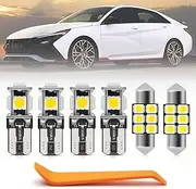 8pcs White LED Interior Lights Bulb Kit for 2022+ Hyundai Elantra N Super Bright 6000K LED Interior Light Bulbs Map Dome Trunk Light Bulbs LED Interior Lighting Bulbs Package + Install Tool