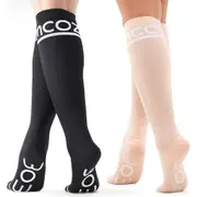 Momcozy Assorted 2-Pack Knee High Maternity Compression Socks in Black And Pink at Nordstrom, Size Large