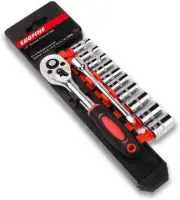 12Pcs 1/4 Inch Ratchet Socket Wrench Set Drive Socket Set with 10 Sockets 4-13Mm