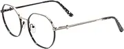 [HPIRME] Men Women Retro Round Assorted Colors Spectacle Metal Polygonal Glasses Frame with Spring Hinge for Lens