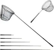 yushi Fishing Landing Net with Aluminum Telescoping Pole Long Handle,Rubber Coated Nylon Mesh,for Steelhead,Salmon,Fly,Kayak,Catfish,Bass,Trout,for Easy Catch & Release,Extend to 75 Inches