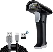 High-Speed Wireless 2D Scanner 640 * 480 CMOS, Bluetooth 2.4G & USB Interfaces Warehouse Inventory scanning, 1.5m Drop Proof Barcode & QR Code Reade for retails(Grey)